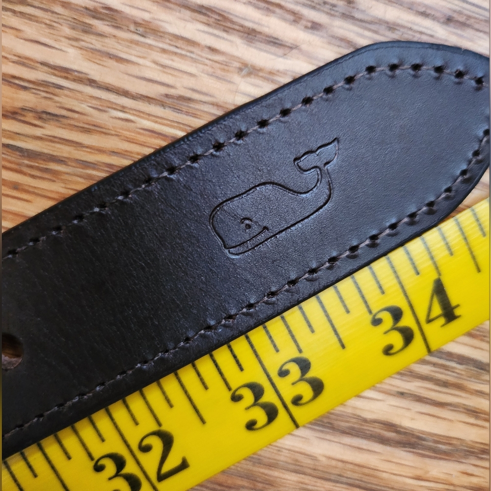 Vineyard Vines Belt Leather Trim Solid Brass Buckle Size 30 - Picture 11 of 13
